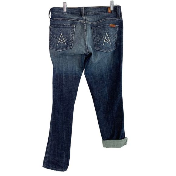 Women 7 for all Mankind size 28 A pocket Crop & Roll Skinny Jeans Low Rise 6177 - Picture 4 of 11